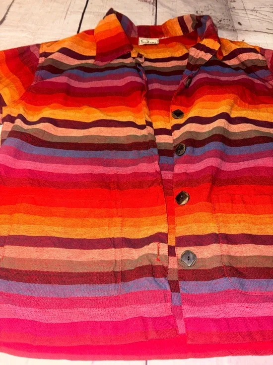 Tantrums Multicolor Striped Button-Front cotton Jacket - Picture 7 of 12